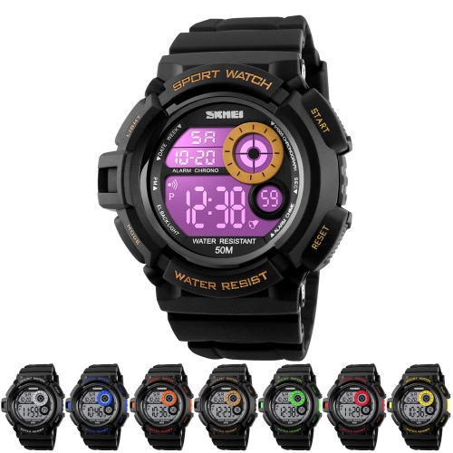 

SKMEI Digital LED 50M Water-Proof Unisex Sports Military Watches Cool Men Women Electronic Outdoor Casual Wristwatch Alarm Backlig