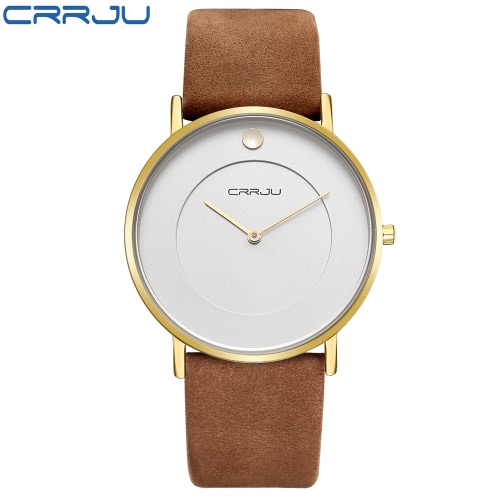 CRRJU Chic Style 3ATM Daily Water Resistant Luxury Men Analog Watch Simple Business Wristwatch