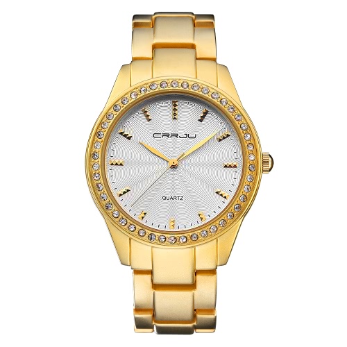 

CRRJU Diamond Steel Analog 30M Water Resistant Women's Quartz Watch