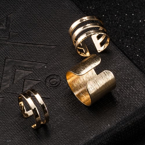 

3Pcs Top of Finger Over the Midi Tip Above Knuckle Open Ring Metal Copper Gold Plated Punk Cool Women Girls Fashion Charming Stack