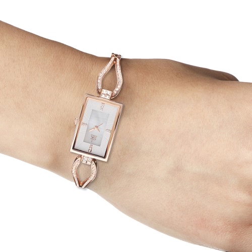 

SK 2017 Luxury стали Rectangle набора женщин Часы кварцевые аналоговые женские часы браслет 3ATM водоустойчивые Повседневный Наруч