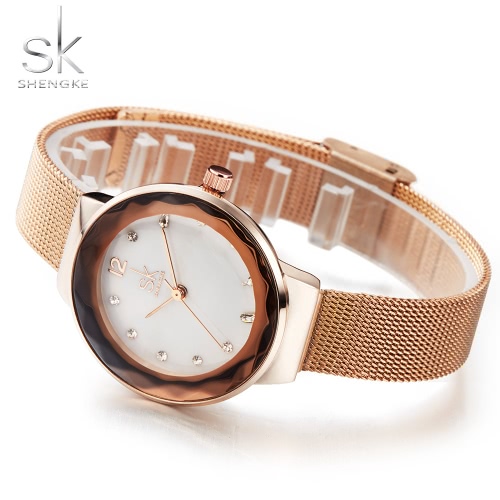 

SK 2017 Luxury Diamond Mesh Stainless Steel Women Watches Quartz Water-Proof Ladies Casual Wristwatch Rose Gold/Silver