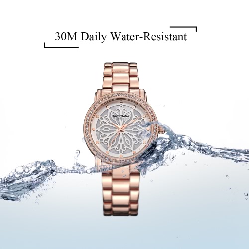 

CRRJU Brand Luxury Diamond Stainless Steel Women Watches Water-Proof Skeleton Business Dress Wristwatch Ladies Watch Gift + Box