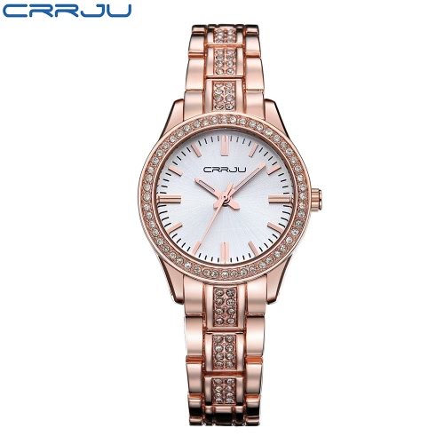 

CRRJU Luxury Diamond Steel Band Женские часы Кварцевые часы для бизнеса