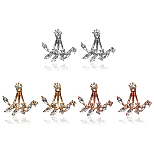 

Fashion Plated Leaves Clear Crystal Ear Studs Earrings for Women Delicate Jewelry Accessory