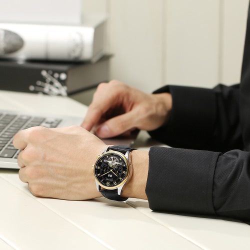 KINYUED Business Watch Automatic Mechanical Men Watches 3ATM Water-resistant Wristwatch Male