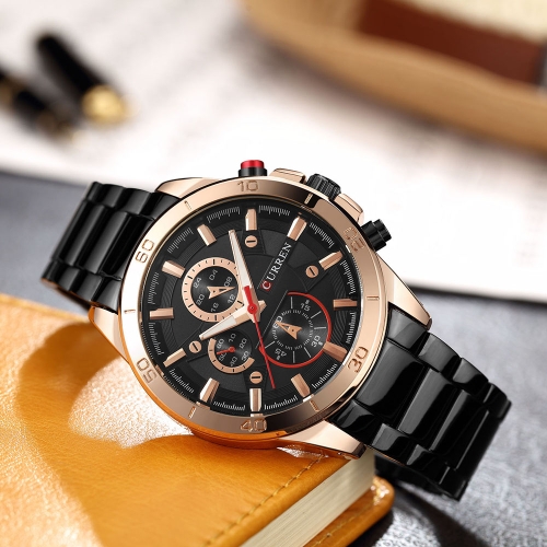 

CURREN 2017 Fashion Luminous Stainless Steel Men Watch Quartz Water-Proof Man Business Wristwatch Chrono