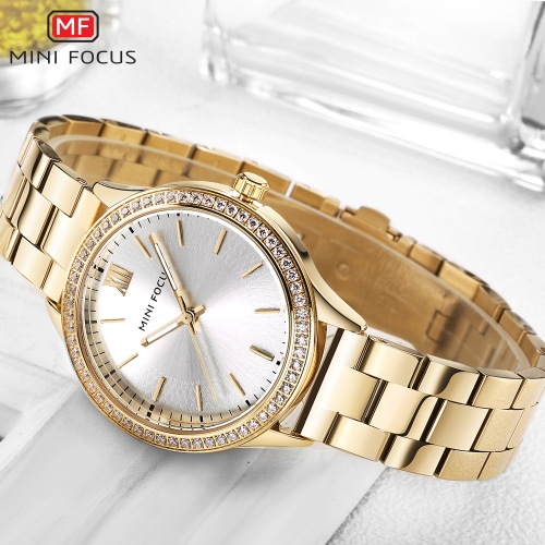 

MINI FOCUS Fashion Luxury Stainless Steel Women Watches Quartz 3ATM Water-resistant Luminous Casual Woman Wristwatch