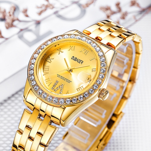 

OUBAOER Fashion Luxury Stainless Steel Women Watches Quartz 3ATM Water-resistant Casual Woman Wristwatch Calendar