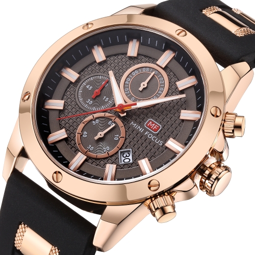 

MINI FOCUS Fashion Luminous Quartz Man Watch Water-Proof Silicone Band Men Casual Wristwatch Chrono Sports Style + Box