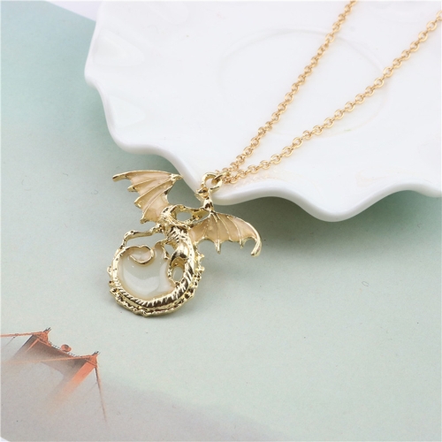 Luminous Dragon Necklace Women Fashion Personality Pendant Alloy Necklace Party Jewelry Accessory Gift