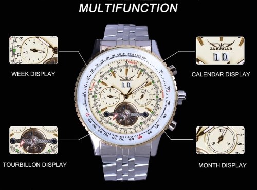 

JARAGAR Fashion Automatic Mechanical Watch Stainless Steel Strap Men Wrist Watch