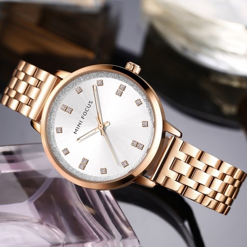 

MINI FOCUS MF0047L Women Watch Quartz Stainless Steel Strap Simple Wristwatch Time Display Fashion Casual 3ATM Waterproof Luminous Hands Female Watches