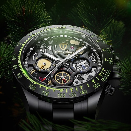 

TEVISE Mens Watch Роскошные автоматические механические часы