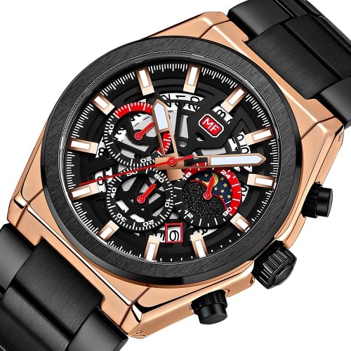 

MINI FOCUS Classic Men Quartz Watch Analog Chronograph Business Wrist Watch with Calendar 3ATM Waterproof Luminous Dial Dress Watch