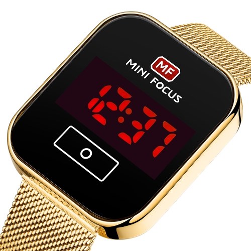 MINI FOCUS Men Digital Watch Classic Electronic Wrist Watch with Calendar 3ATM Waterproof Steel Mesh Strap