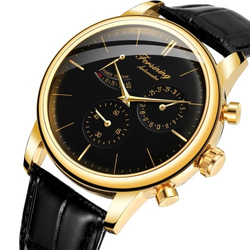 Forsining Watch Men's Automatic Mechanical Watch with Leather Strap 3ATM Fashion Casual Wristwatch