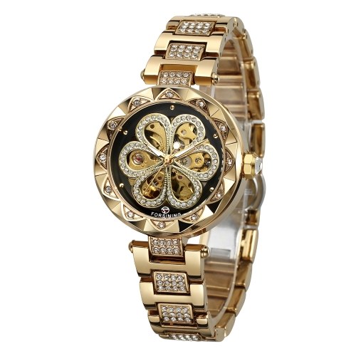 FORSINING Women's Watch Automatic Mechanical Watches with Stainless Steel Strap Classic Hollow Out Design Luminous Display Fashion Wristwatch