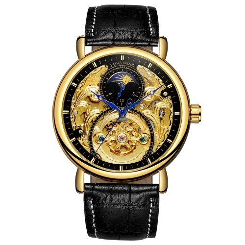 

Leather Band Men's Mechanical Watch 3ATM Casual Business Wristwatch Gift
