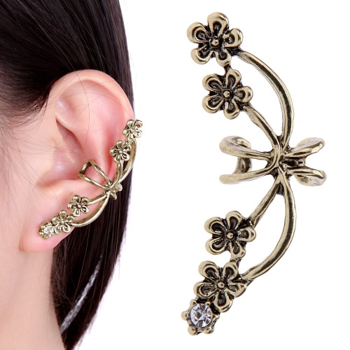 1Pcs New Punk Antique Retro Tone Metal Flower Ear Cuff Wrap Clip Earring