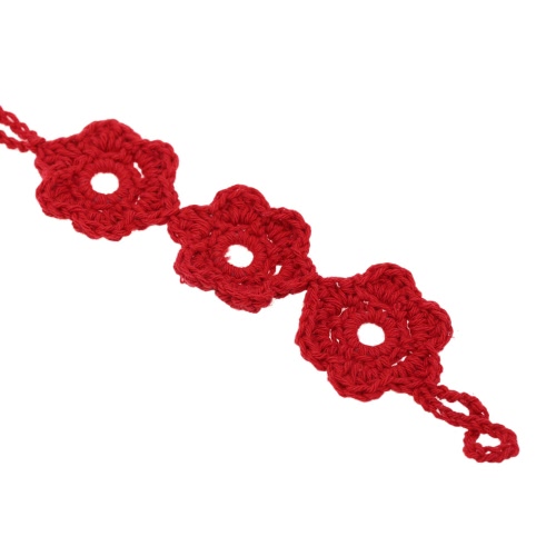 Cotton Thread Crochet Foot Chain Bracelet Anklet Flowers Beach Barefoot Sandal Red