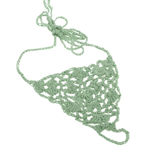 Green Cotton Thread Crochet Foot Chain Bracelet Anklet Geometric Beach Barefoot Sandal Toe Ring