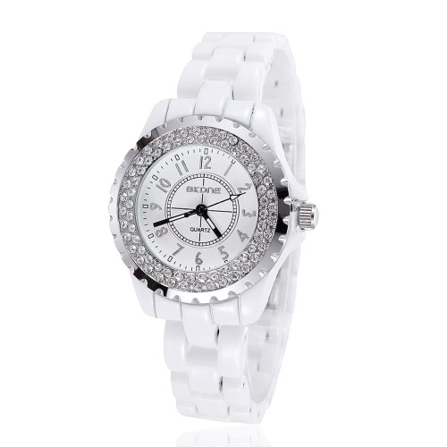 

SKONE Fashion Cool Ceramic Waterproof Rhinestone Embedded Watch