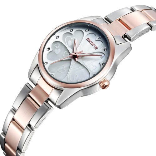 

SKONE Pretty Heart Shape Flower Dial Rhinestone Embedded Women Watch
