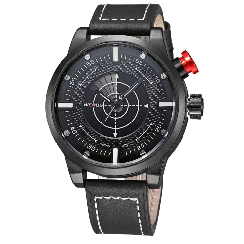 WEIDE moda unico analogico preciso Stainless Steel Business Watch cuoio cinturino orologio militare