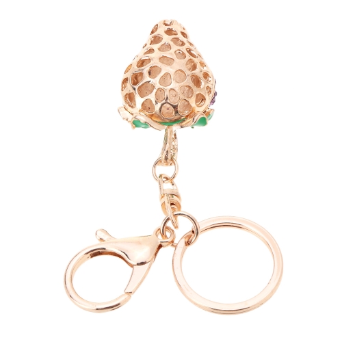 Fashional Jewelry Hollow Shinning Rhinestone Strawberry Pendant Key Ring Key Chain