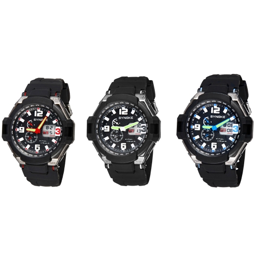 

SYNOKE Fashion Multifunctional Digital Analog Dual Display Watch Water Resistant Outdoor Wrist Watch Black