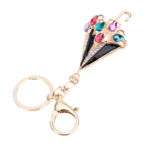 

Fashional Jewelry Hollow Shinning Rhinestone Aureate Umbrella Pendant Key Ring Key Chain