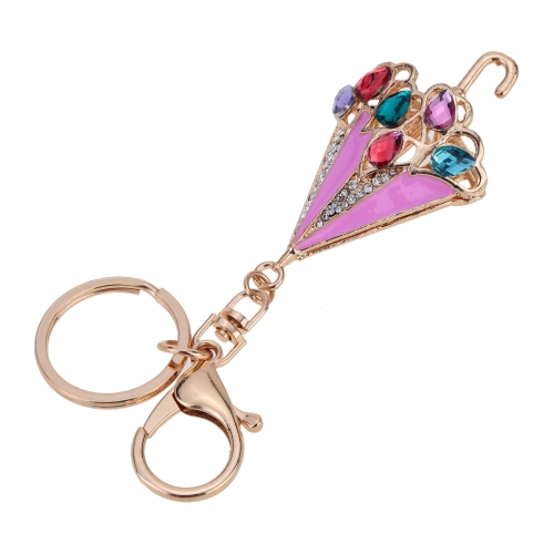 

Fashional Jewelry Hollow Shinning Rhinestone Aureate Umbrella Pendant Key Ring Key Chain