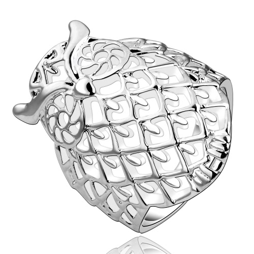 Romacci elegante Animal modelado Shinning joyería del anillo de dedo de plata buho