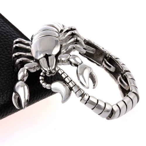 

Punk Rock Men's Large Heavy Bracelet Silver Scorpion 316L Titanium Steel Polished Fashional Ornaments
