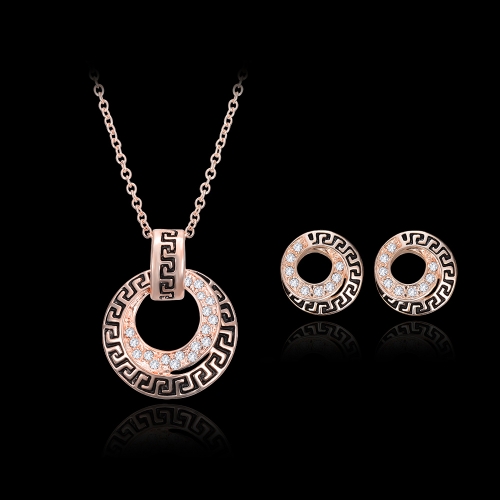 

Crystal Jewelry Set Diamond Shape Pendant Necklace & Stud Earrings Zinc Alloy & Rhinestone Fashional Accessories for Women