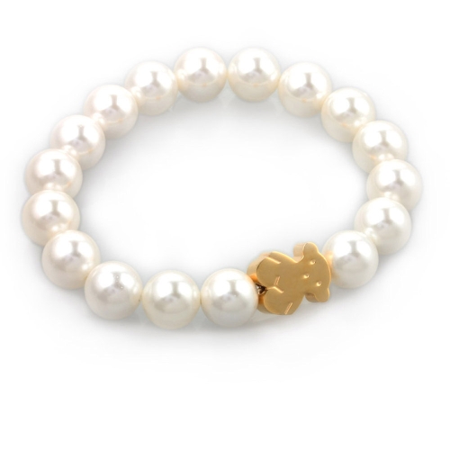 

Little Bear Artificial Pearl Bracelet 316L Titanium Steel Vacuum plating Trendy Females Jewelry Decorations 16cm