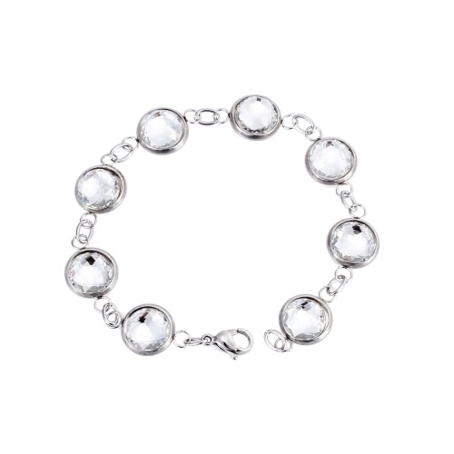 Trendy Artificial Crystal 316L Titanium Steel Twist Chain Women's Bracelet