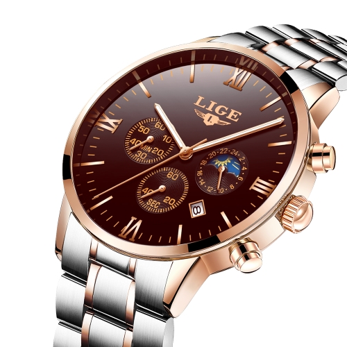 

LIGE Fashion Stainless Steel Men Watches