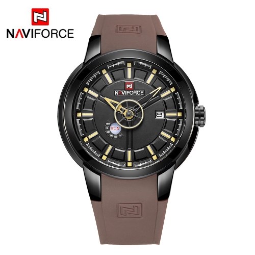 

NAVIFORCE NF9107 Роскошный бренд часы кварцевые наручные часы мужские силиконовые группы Смотреть Мода Спортивные часы