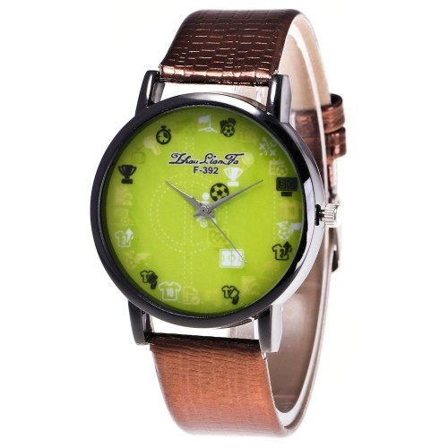 

F-392 Casual Watch Кварцевые легкие кожаные наручные часы Винтажный стиль с футбольным узором для Чемпионата мира ФИФА