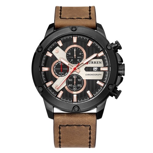 

CURREN 8308 Business Men Quartz Watch Calendar Chronograph Fashion Casual Leather Band Male Wristwatch