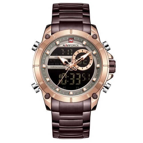 

NAVIFORCE Stainless Steel Band Quartz Electronic Wristwatch