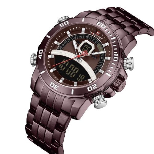 

NAVIFORCE Quartz Digital Electronic Men Watch Dual Time Mode Date Week Display Alarm Clock Backlight 3ATM Waterproof Male Fashion Sports Watches Wristband for Daily Life Business Men's Gifts