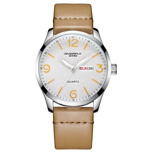 

EYKI E3075L Minimalist Stylish Men Quartz Wrist Watch with 30M Waterproof/Week/Calendar/Luminous/PU Strap for Business Casual Dating