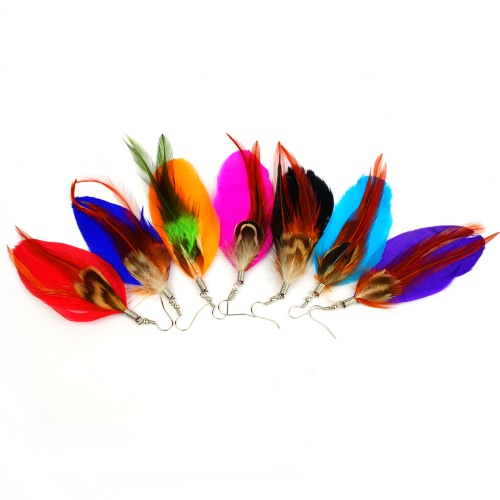 

Women New Fashion Long Colorful Feather Cute Chandelier Dangle Earring Eardrop Jewelry Accessory Gift