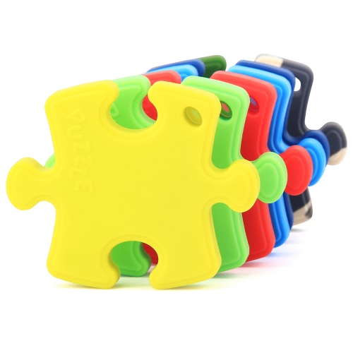 100% Food Grade Silicone Hand Held Irregular Jigsaw Puzzle Autism Awareness Teether Teething Pendant For Necklace Chew Baby Toddler Nursing Jewelry Toy Mom To Wear Bpa Free Diy