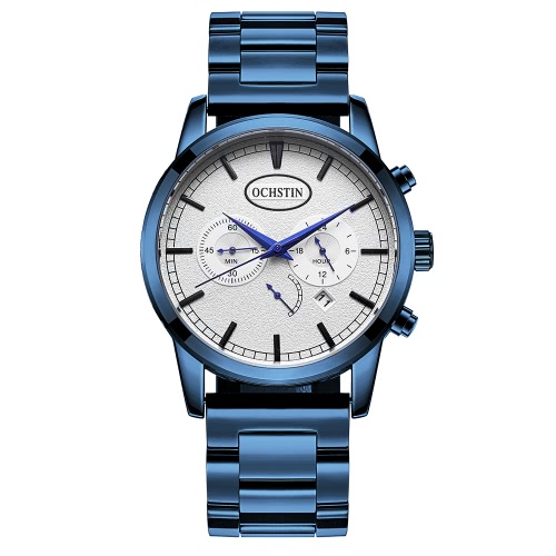 OCHSTIN De Lujo De Acero Inoxidable Hombres De Negocios Reloj De Cuarzo De Prueba De Agua De Cronógrafo Estilo Deportivo Casual Reloj Masculino Relogio + Caja