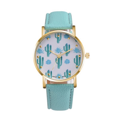 

PAPHITAK New Fashion Cactus Quartz Leather Belt Cacti Women Wrist Watch