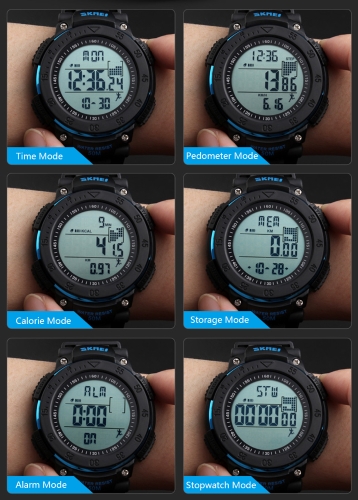 SKMEI Unisex Digital Watch Men Sports Watches Pedometer 5ATM Water-resistant Wristwatches Alarm Clock Backlight Pedometer Relogio